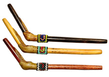 Load image into Gallery viewer, Tepi (serving pipe), Amazonian wood with beadwork and leaf carving