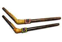 Load image into Gallery viewer, Tepi (serving pipe), Amazonian wood with beadwork and leaf carving